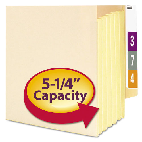 Manila End Tab File Pockets, 5.25" Expansion, Legal Size, Manila, 10-box