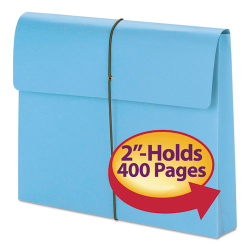 Expanding Wallet W- Elastic Cord, 2" Expansion, 1 Section, Letter Size, Blue, 10-box