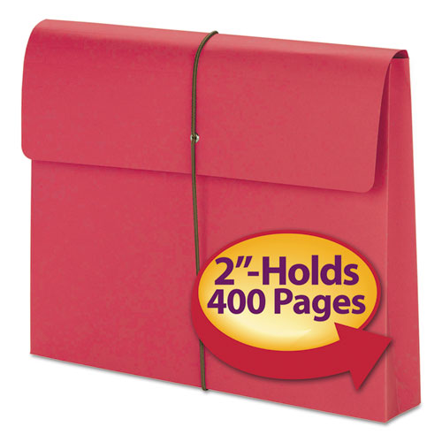 Expanding Wallet W- Elastic Cord, 2" Expansion, 1 Section, Letter Size, Red, 10-box