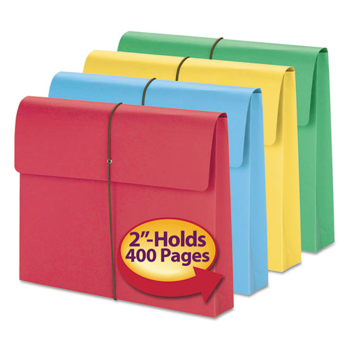 Expanding Wallet W- Elastic Cord, 2" Expansion, 1 Section, Letter Size, Redrope