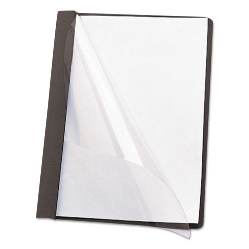 Poly Report Cover, Tang Clip, Letter, 1-2" Capacity, Clear-black, 25-box