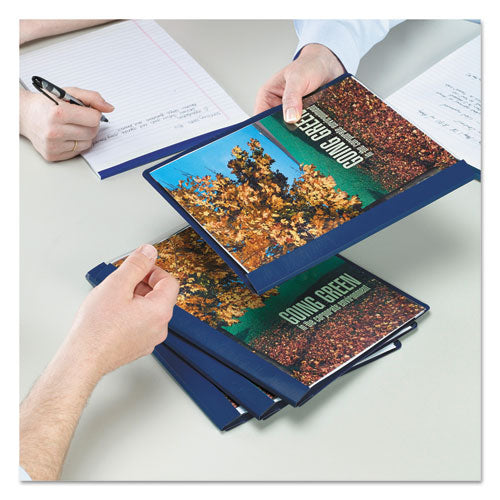 Poly Report Cover, Tang Clip, Letter, 1-2" Capacity, Clear-dark Blue, 25-box
