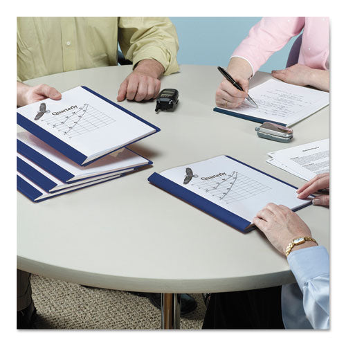 Poly Report Cover, Tang Clip, Letter, 1-2" Capacity, Clear-dark Blue, 25-box