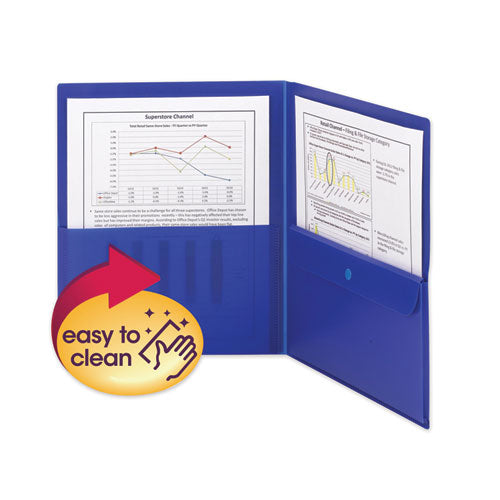 Poly Two-pocket Folder W-security Pocket, 11 X 8 1-2, Blue, 5-pack