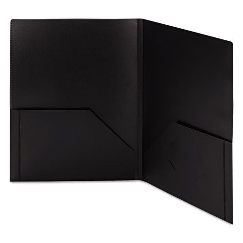 Frame View Poly Two-pocket Folder, 11 X 8.5, Clear-black, 5-pack