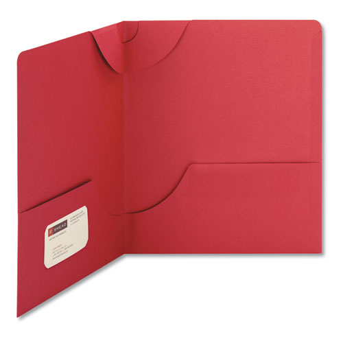 Lockit Two-pocket Folder, Textured Paper, 11 X 8 1-2, Red, 25-box