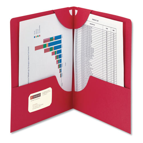 Lockit Two-pocket Folder, Textured Paper, 11 X 8 1-2, Red, 25-box