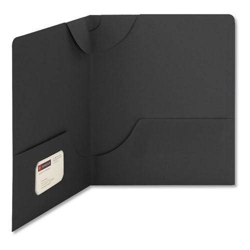 Lockit Two-pocket Folder, Textured Paper, 11 X 8 1-2, Black, 25-box