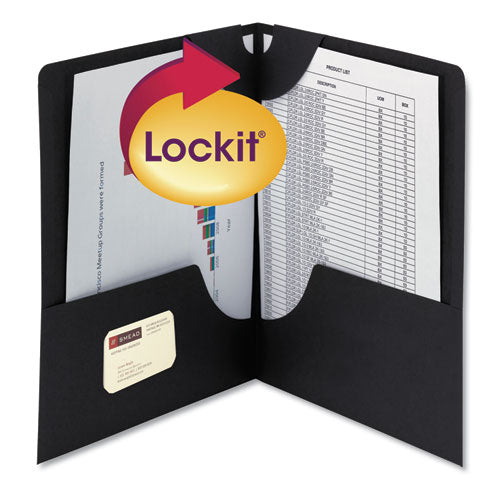 Lockit Two-pocket Folder, Textured Paper, 11 X 8 1-2, Black, 25-box