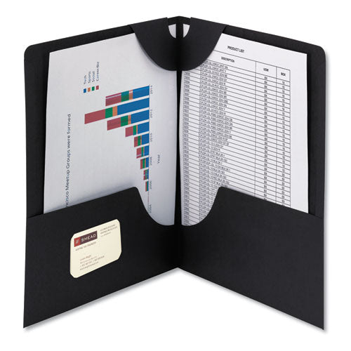 Lockit Two-pocket Folder, Textured Paper, 11 X 8 1-2, Black, 25-box