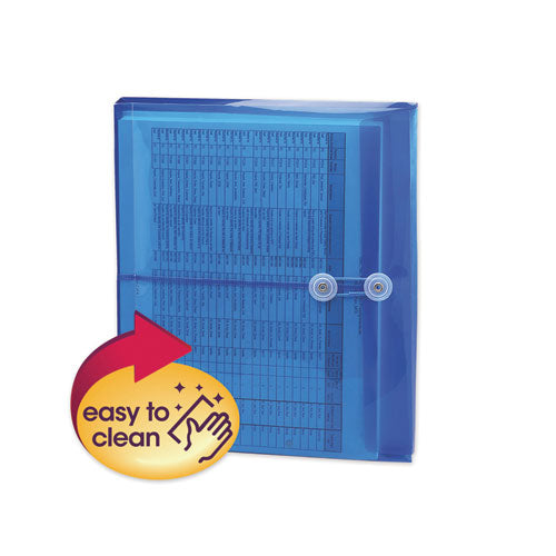 Poly String & Button Interoffice Envelopes, String & Button Closure, 9.75 X 11.63, Transparent Blue, 5-pack