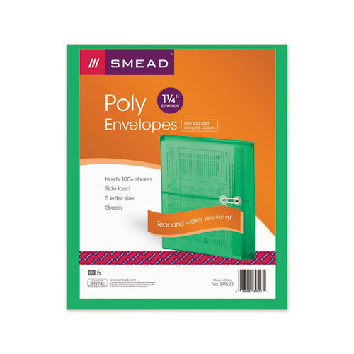 Poly String & Button Interoffice Envelopes, String & Button Closure, 9.75 X 11.63, Transparent Green, 5-pack