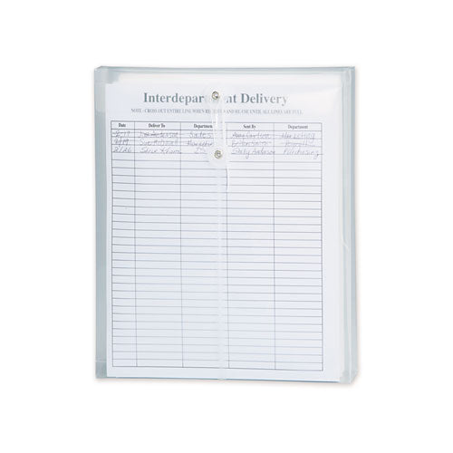 Poly String & Button Interoffice Envelopes, String & Button Closure, 9.75 X 11.63, Clear, 5-pack