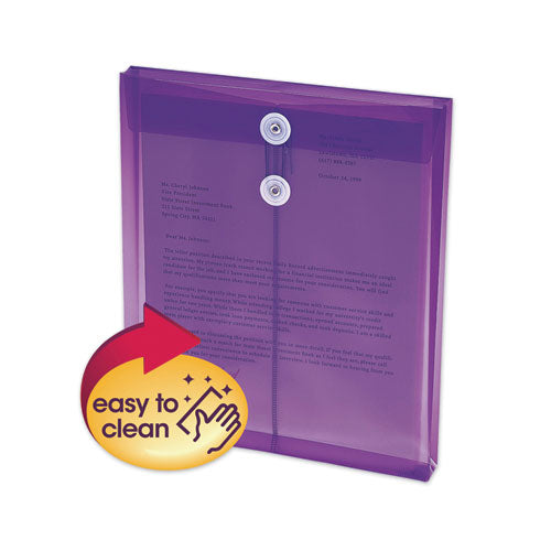 Poly String & Button Interoffice Envelopes, String & Button Closure, 9.75 X 11.63, Transparent Purple, 5-pack