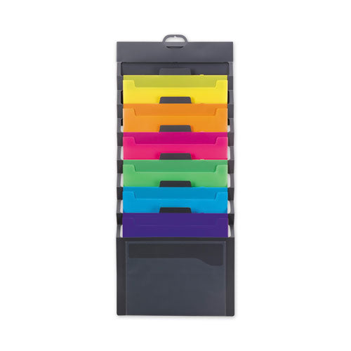 Cascading Wall Organizer, 14.25 X 33, Letter, Gray With 6 Bright Color Pockets
