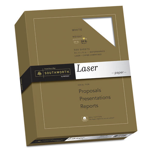 25% Cotton Laser Paper, 95 Bright, 24 Lb, 8.5 X 11, White, 500-ream