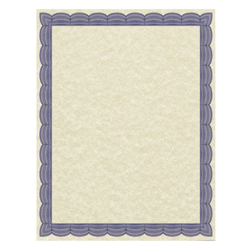 Parchment Certificates, Traditional, 8 1-2 X 11, Ivory W- Blue Border, 50-pack