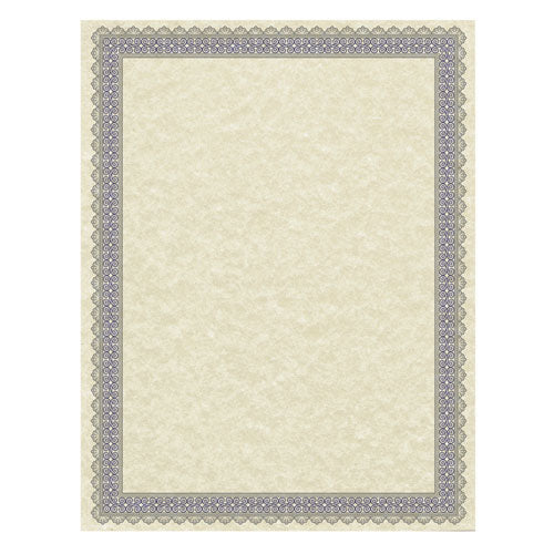 Parchment Certificates, Antique, 8 1-2 X 11, Ivory W- Blue And Silver-foil Border, 50-pack