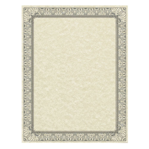 Parchment Certificates, Retro, 8 1-2 X 11, Ivory W- Black & Silver-foil Border, 50-pack