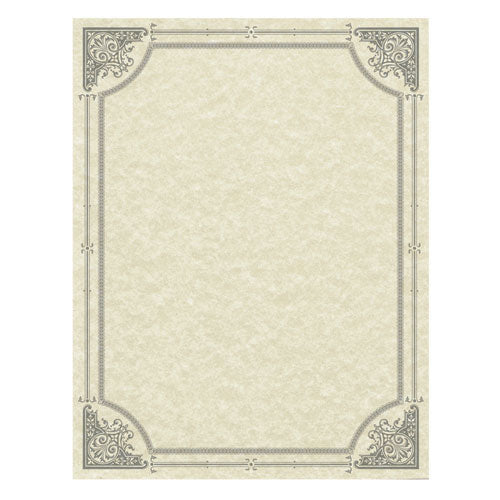 Parchment Certificates, Vintage, 8 1-2 X 11, Ivory W- Silver-foil Border, 50-pack