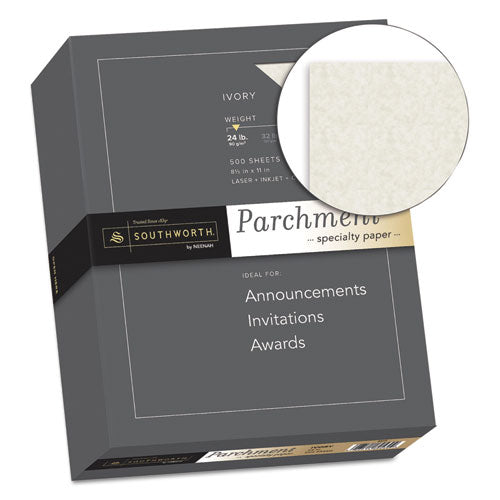 Parchment Specialty Paper, 24 Lb, 8.5 X 11, Ivory, 500-ream