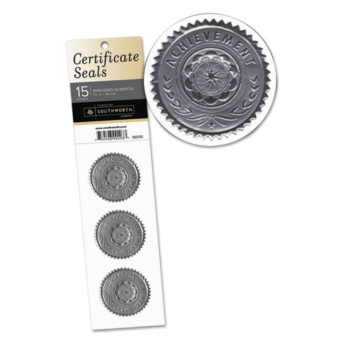 Certificate Seals, 1.75" Dia., Silver, 3-sheet, 5 Sheets-pack