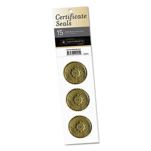 Certificate Seals, 1.75" Dia., Gold, 3-sheet, 5 Sheets-pack