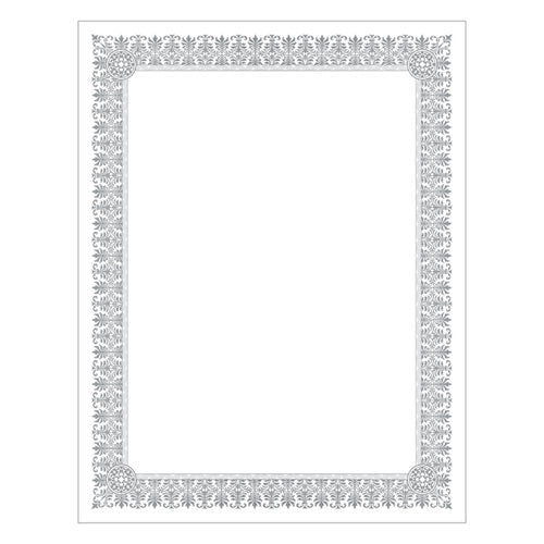 Premium Certificates, White, Fleur Silver Foil Border, 66 Lb, 8.5 X 11, 15-pack
