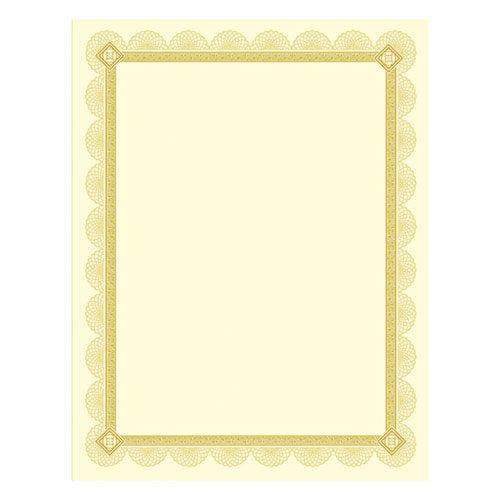 Premium Certificates, Ivory, Spiro Gold Foil Border, 66 Lb,  8.5 X 11, 15-pack