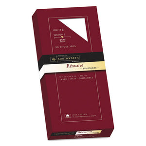 100% Cotton Resume Envelope, #10, Commercial Flap, Gummed Closure, 4.13 X 9.5, White, 50-box