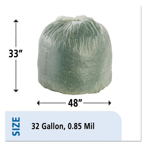 Ecosafe-6400 Bags, 32 Gal, 0.85 Mil, 33" X 48", Green, 50-box