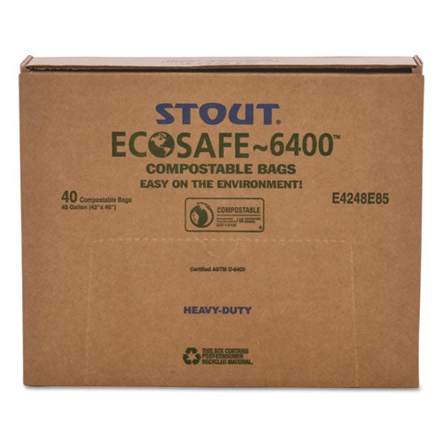 Ecosafe-6400 Bags, 48 Gal, 0.85 Mil, 42" X 48", Green, 40-box