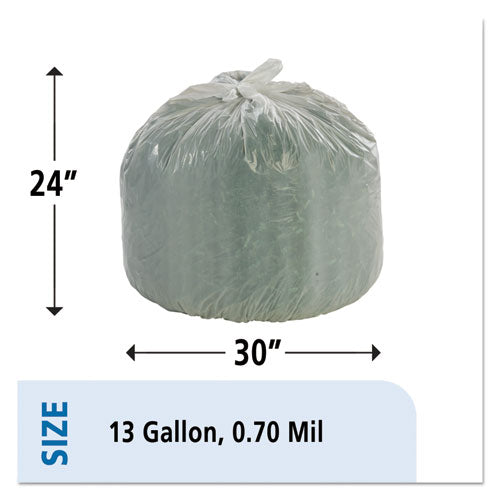 Controlled Life-cycle Plastic Trash Bags, 13 Gal, 0.7 Mil, 24" X 30", White, 120-box