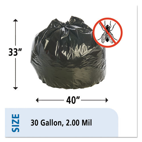 Insect-repellent Trash Bags, 30 Gal, 2 Mil, 33" X 40", Black, 90-box