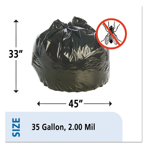 Insect-repellent Trash Bags, 35 Gal, 2 Mil, 33" X 45", Black, 80-box
