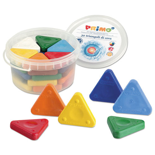 Primo Triangle Crayons, Assorted Colors, 30-pack