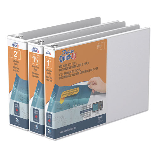 Quickfit Landscape Spreadsheet Round Ring View Binder, 3 Rings, 1.5" Capacity, 14 X 8.5, White