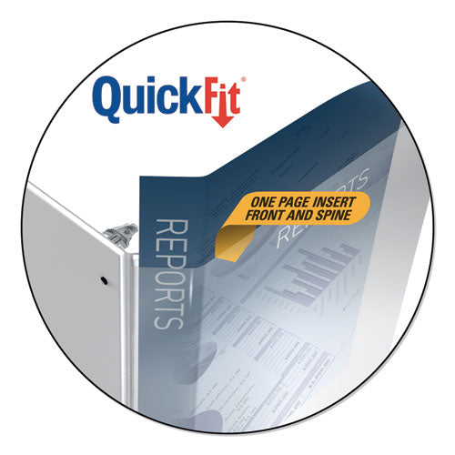 Quickfit Landscape Spreadsheet Round Ring View Binder, 3 Rings, 2" Capacity, 11 X 8.5, White