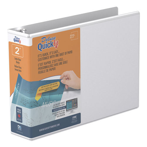 Quickfit Landscape Spreadsheet Round Ring View Binder, 3 Rings, 2" Capacity, 11 X 8.5, White