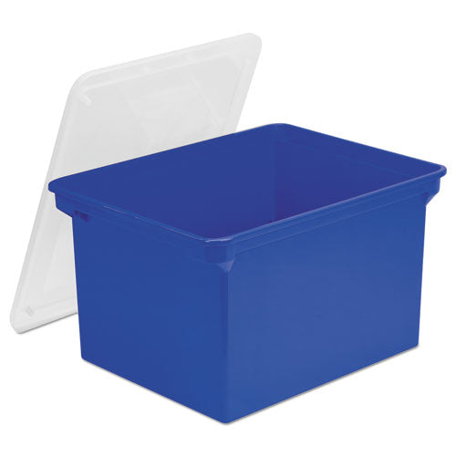 Plastic File Tote, Letter-legal Files, 18.5" X 14.25" X 10.88", Clear-blue