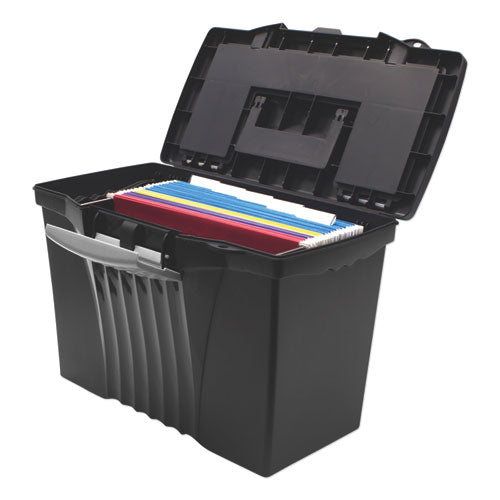 Portable Letter-legal Filebox With Organizer Lid, Letter-legal Files, 14.5" X 10.5" X 12", Black