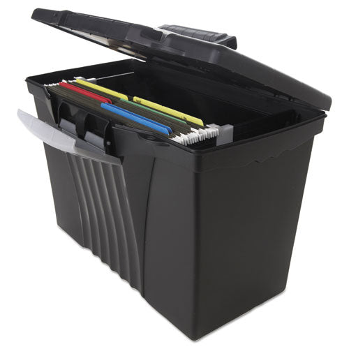 Portable Letter-legal Filebox With Organizer Lid, Letter-legal Files, 14.5" X 10.5" X 12", Clear-silver