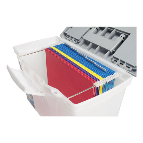 Portable Letter-legal Filebox With Organizer Lid, Letter-legal Files, 14.5" X 10.5" X 12", Clear-silver