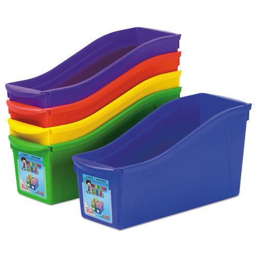 Interlocking Book Bins, 4.75" X 12.63" X 7", Assorted Colors, 5-pack