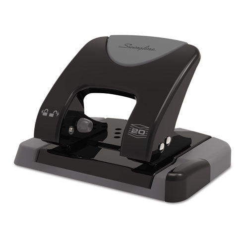 20-sheet Smarttouch Two-hole Punch, 9-32" Holes, Black-gray