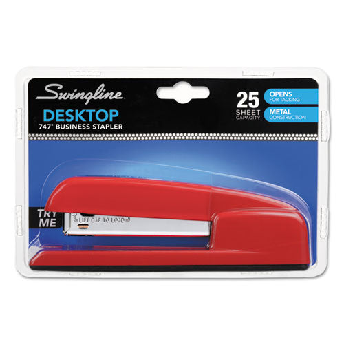 747 Business Full Strip Desk Stapler, 25-sheet Capacity, Rio Red