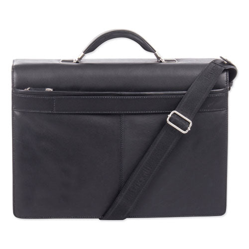 Milestone Briefcase, Holds Laptops 15.6", 5" X 5" X 12", Black
