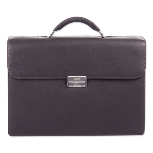 Milestone Briefcase, Holds Laptops, 15.6", 5" X 5" X 12", Brown