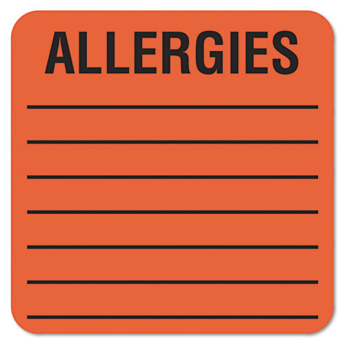 Allergy Warning Labels, Allergic To: Penicilln, Codeine, Sulfa, 2.5 X 4, Fluorescent Red, 100-roll