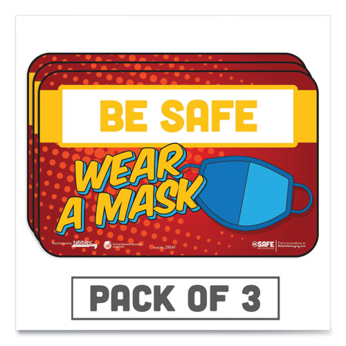 Besafe Messaging Education Wall Signs, 9 X 6,  "be Safe, Wear A Mask", 3-pack